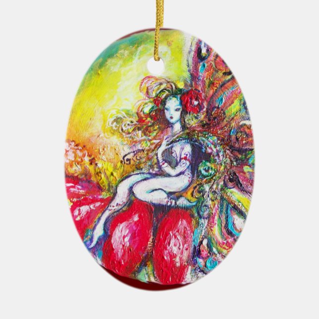 ORNEMENT OVALE EN CÉRAMIQUE TITANIA RED VIBRANT RUBY STAR (Devant)