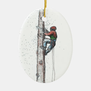 Ornement Ovale En Céramique Topping Arboriste Chirurgien Arbre