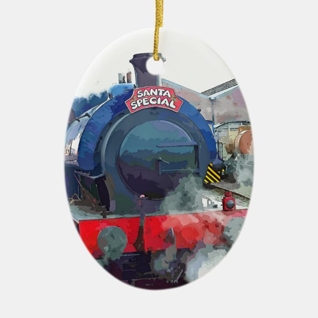 ORNEMENT OVALE EN CÉRAMIQUE TRAINS À VAPEUR (Devant)