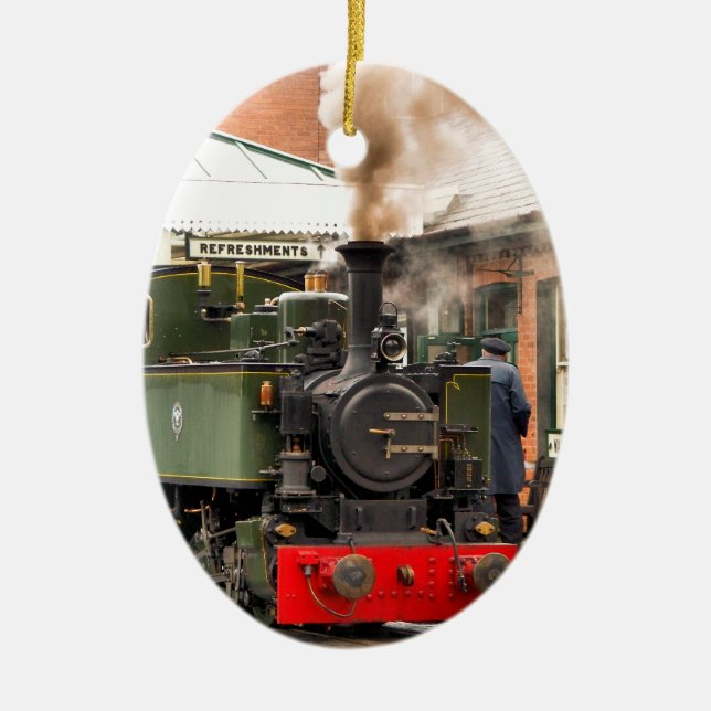 ORNEMENT OVALE EN CÉRAMIQUE TRAINS À VAPEUR (Devant)