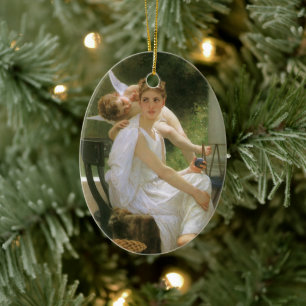 Ornement Ovale En Céramique Travail interrompu par Bouguereau, Portrait d'ange