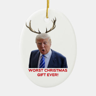 Ornement Ovale En Céramique Trump, le pire cadeau de Noël jamais fait ! Orneme