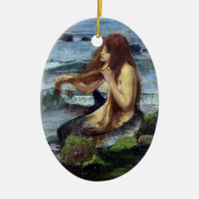 Ornement Ovale En Céramique Une sirène (étude) (Devant)