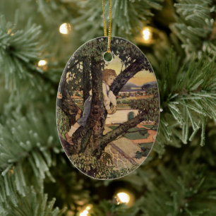 Ornement Ovale En Céramique Une vue des arbres par Jessie Willcox Smith