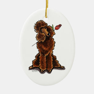 Ornement Ovale En Céramique Valentines de caniche de chocolat sucré