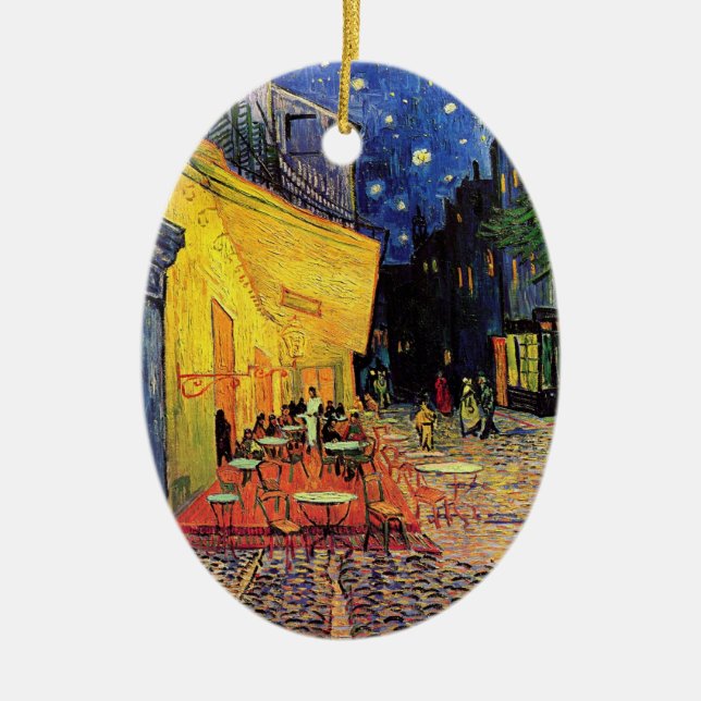 Ornement Ovale En Céramique Van Gogh Cafe Terrasse (F467) Art (Devant)
