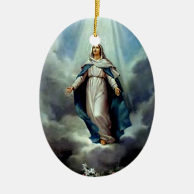 Ornement Ovale En Céramique Vierge Marie béni - mère de Dieu (Devant)