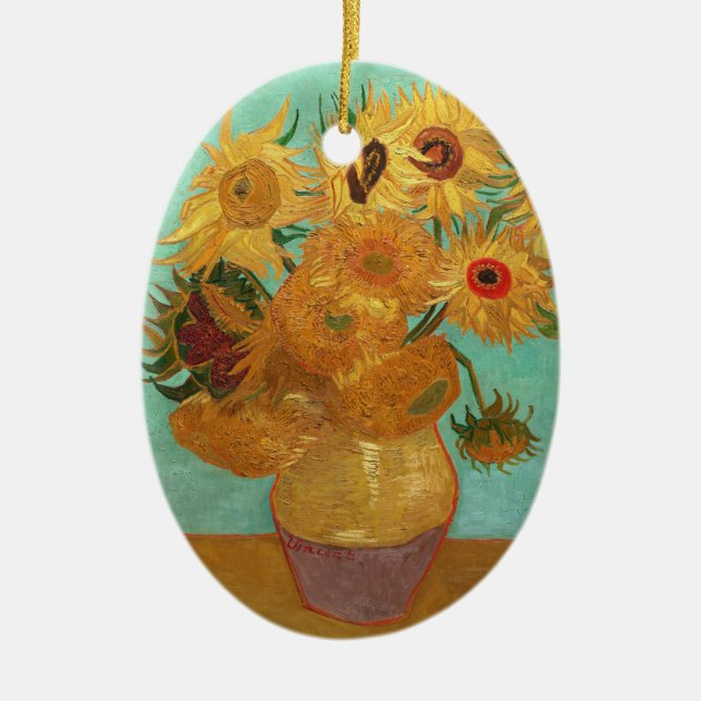 Ornement Ovale En Céramique Vincent Van Gogh Douze Tournesols Dans Un Vase (Devant)
