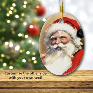 Ornement Ovale En Céramique Vintage Joyeux Père Noël Noël personnalisé