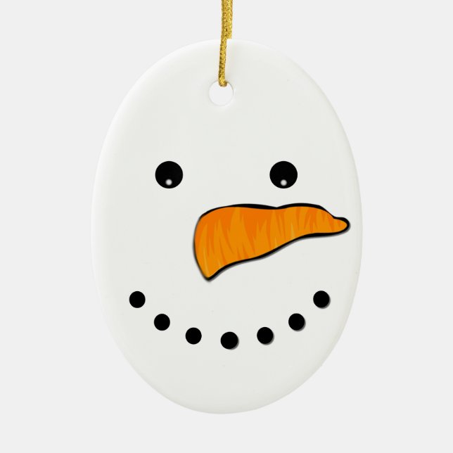 Ornement Ovale En Céramique Visage de neige (Devant)