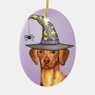 Ornement Ovale En Céramique Vizsla Witch