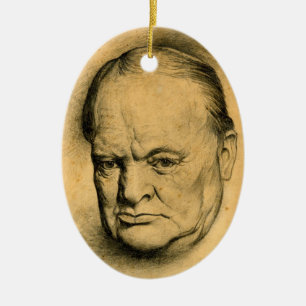 Ornement Ovale En Céramique Winston Churchill