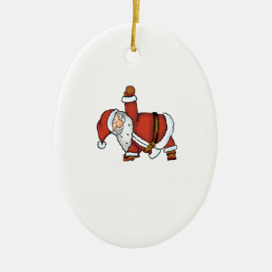 Ornement Ovale En Céramique Yoga de Père Noël - conception de Noël avec du