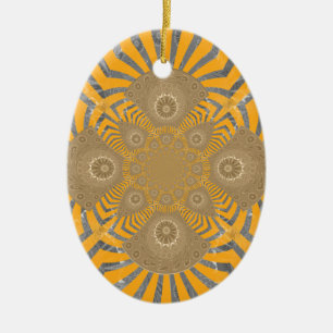 Ornement Ovale En Céramique Zephyr doré : Elégance en Jaune doré & Chrome