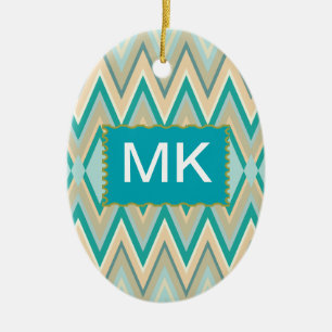 Ornement Ovale En Céramique zigzag-téléphones diagonale