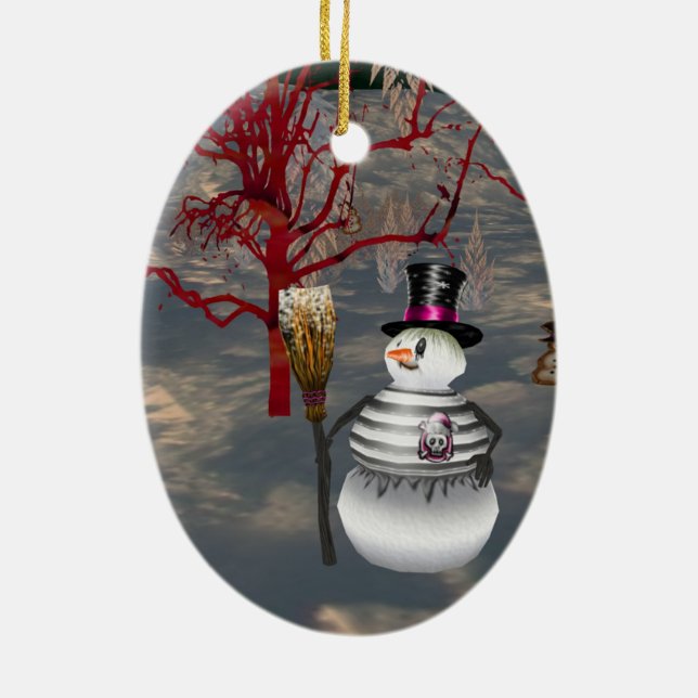 Ornement ovale gothique de Snowman (Dos)