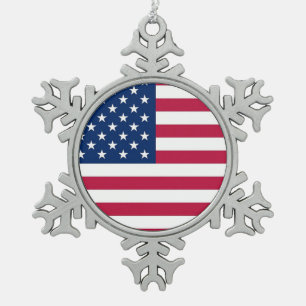 Ornement patriotique de flocon de neige d'étain