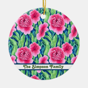 Ornement personnalisable à motif floral aquarelle