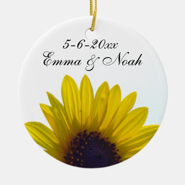 Ornement personnalisable de mariage de tournesol (Devant)