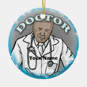 Ornement personnalisé au nom du docteur afro mascu