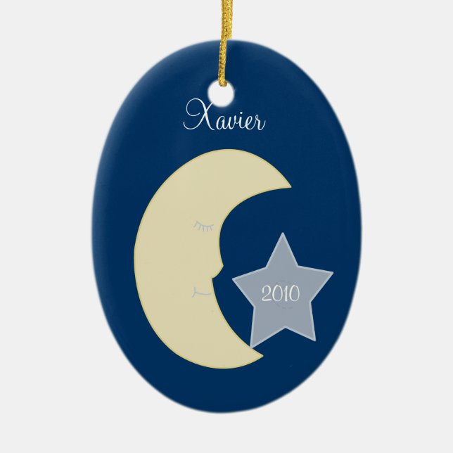 Ornement personnalisé céleste de Noël de LUNE (Devant)