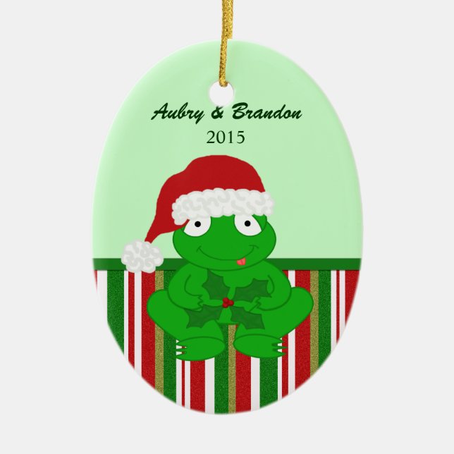 Ornement personnalisé de grenouille de Noël (Devant)