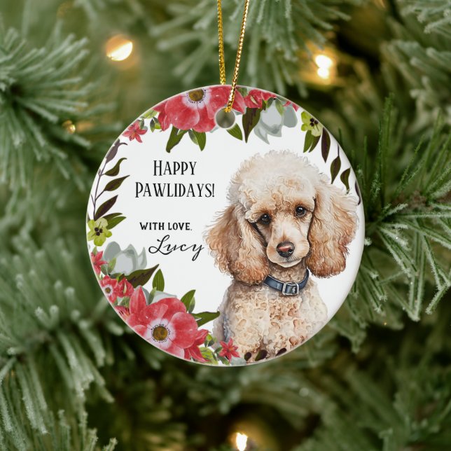 Ornement personnalisé de Joyeux Pawlidays (Arbre)