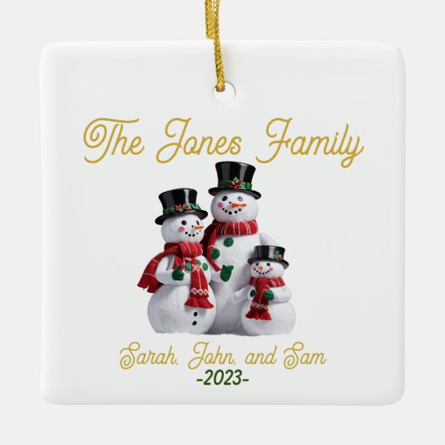 Ornement personnalisé de la famille Snowman (Devant)
