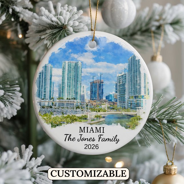 Ornement personnalisé de Miami, Floride sur mesure (Créateur téléchargé)