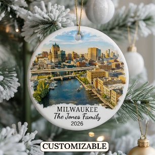 Ornement personnalisé de Milwaukee, Wisconsin sur