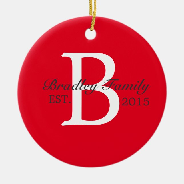 Ornement personnalisé de monogramme de famille (Devant)