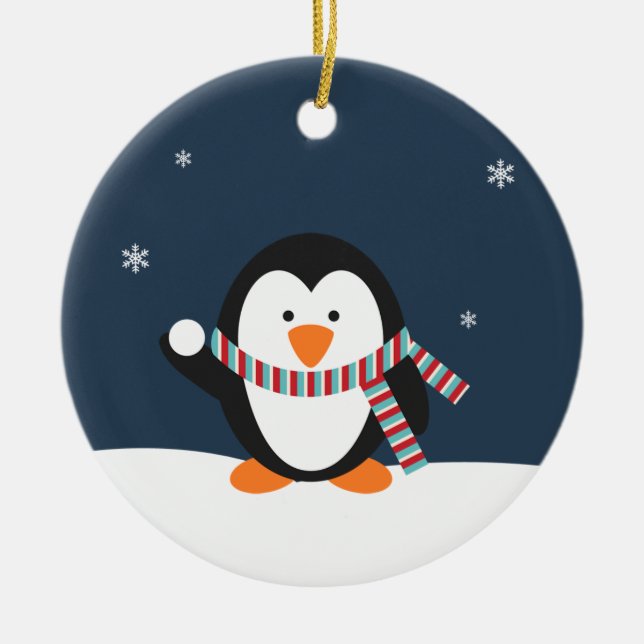 Ornement personnalisé de Noël de pingouin (Devant)
