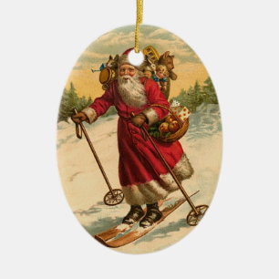Ornement personnalisé de Noël de ski du père noël