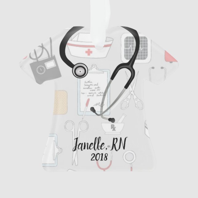 Ornement personnalisé de Noël d'infirmière (devant)