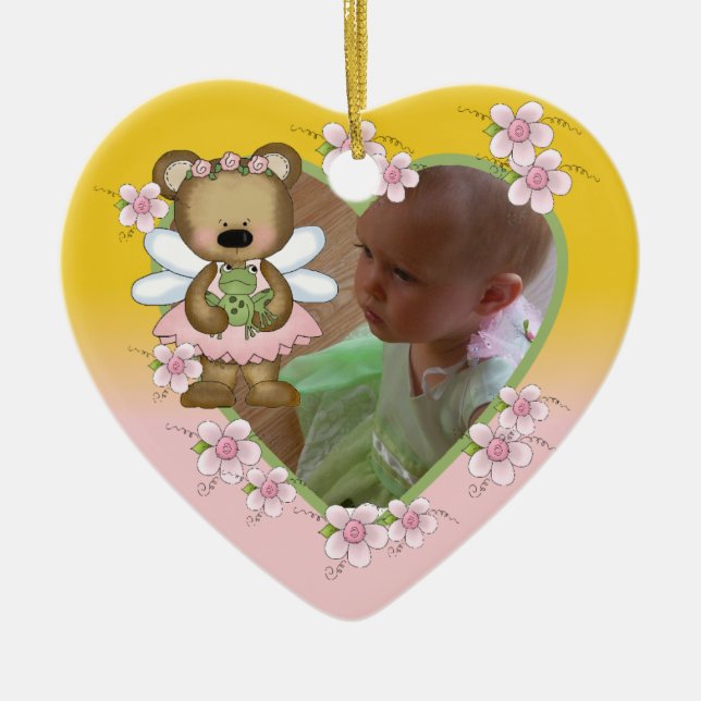 Ornement personnalisé de photo d'ours d'ange (Devant)