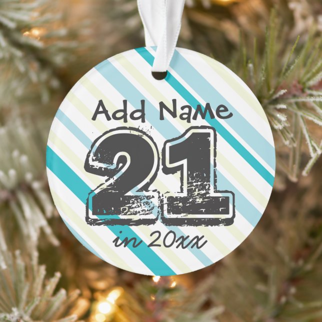 Ornement personnalisé du 21e anniversaire (Arbre)