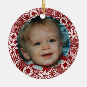 Ornement personnalisé du flocon rouge