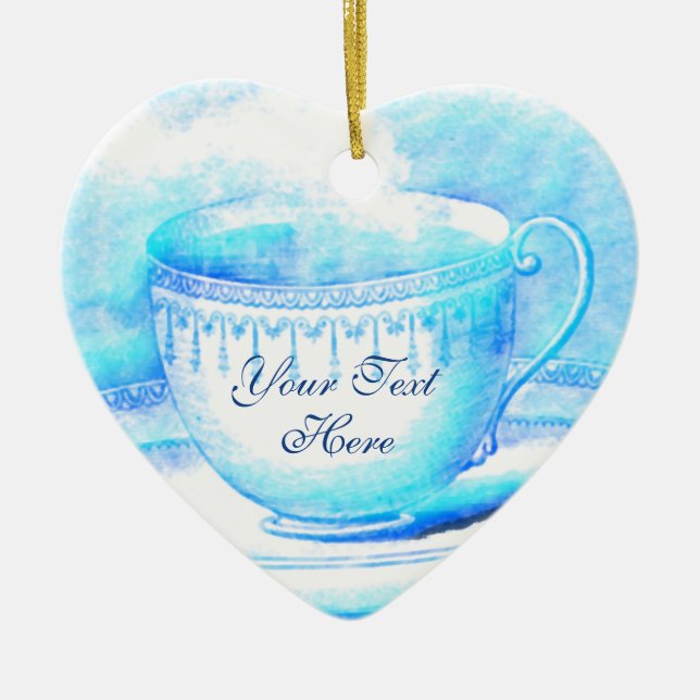 Ornement personnalisé par tasse de thé d'aquarelle (Devant)