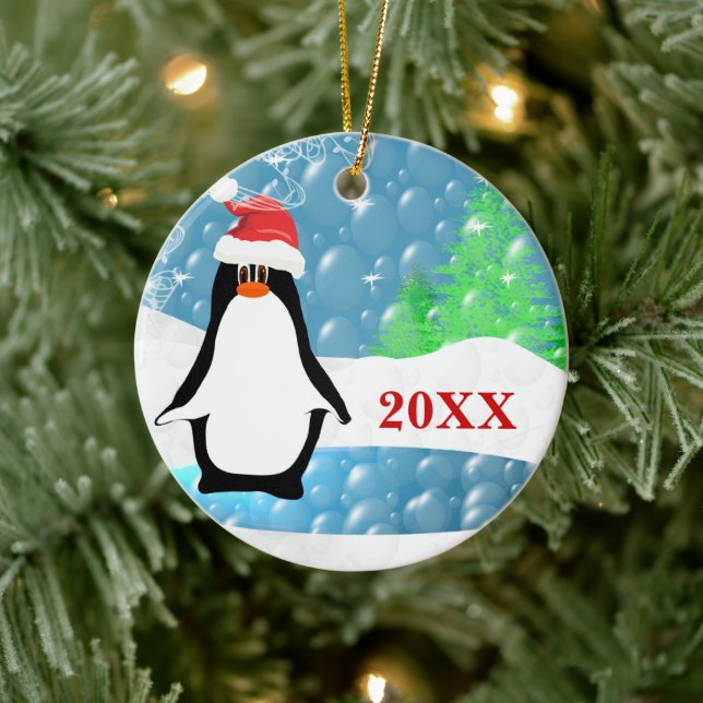 Ornement photo de famille de Noël de Peguin (Arbre)