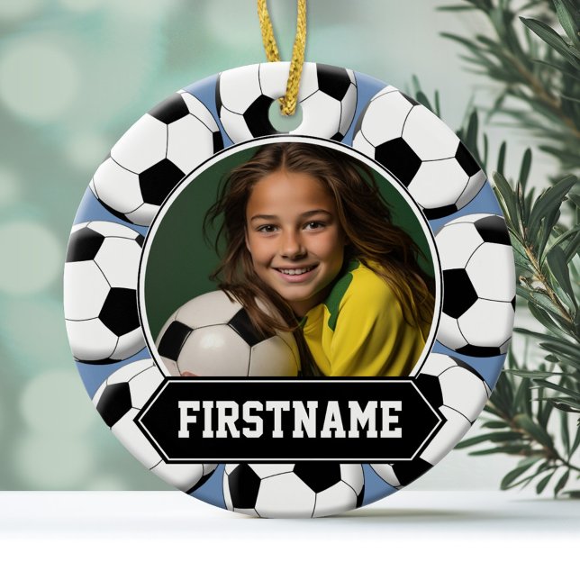 Ornement photo de football pour Joueur de l'équipe (Personalized Christmas Photo Ornament)