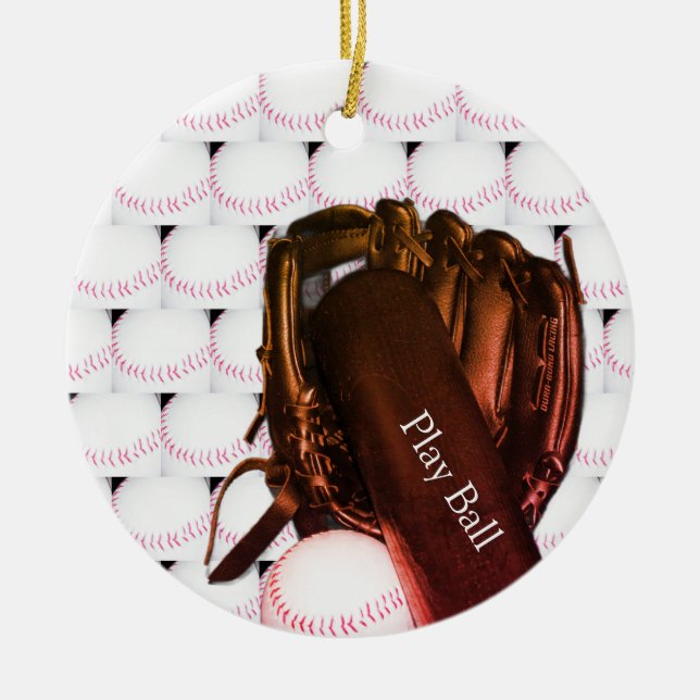 Ornement photo de gant de batte de baseball (Devant)