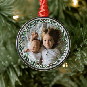 Ornement photo de la couronne de Noël