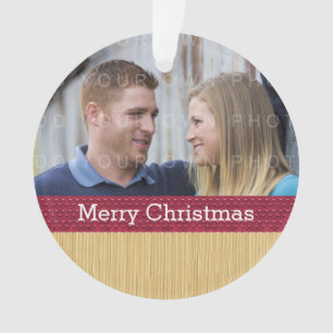 Ornement photo de Noël rose rustique