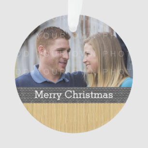 Ornement photo de Noël rustique gris