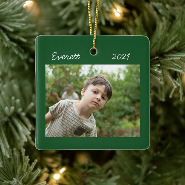 Ornement photo de Noël vert (Arbre)