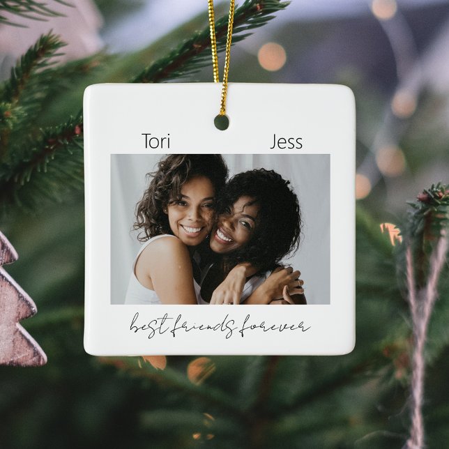 Ornement photo des meilleurs amis noirs et blancs (Black and White Best Friends Photo Ornament
)