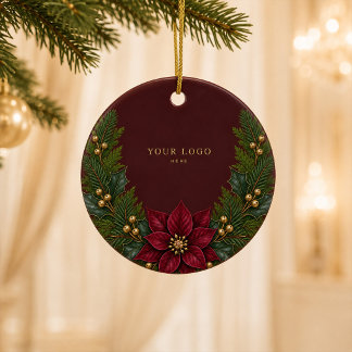Ornement Poinsettia Bourgogne Ajoutez Votre Logo