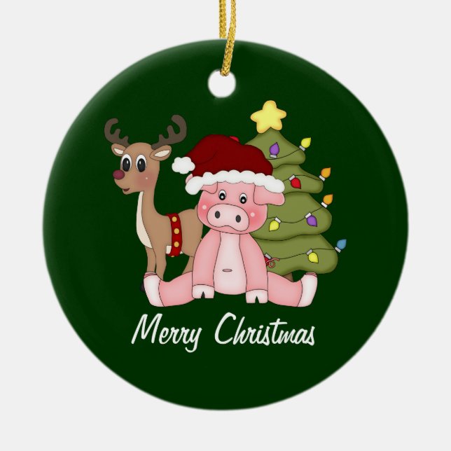 Ornement porcin de Joyeux Noël (Devant)