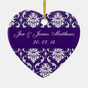 Ornement pourpre de Merci de mariage damassé