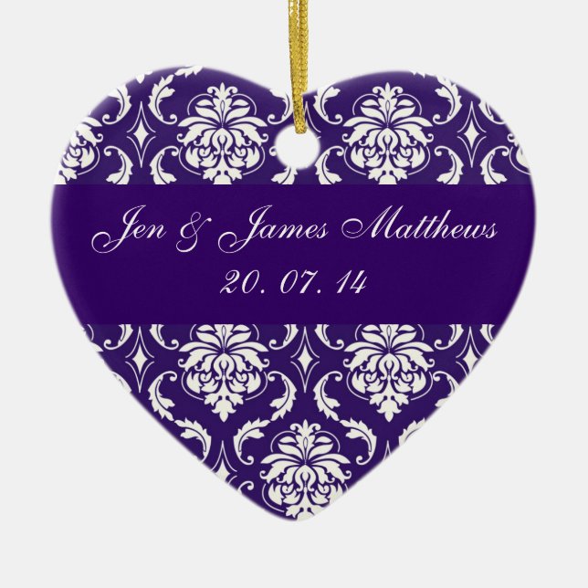 Ornement pourpre de Merci de mariage damassé (Devant)